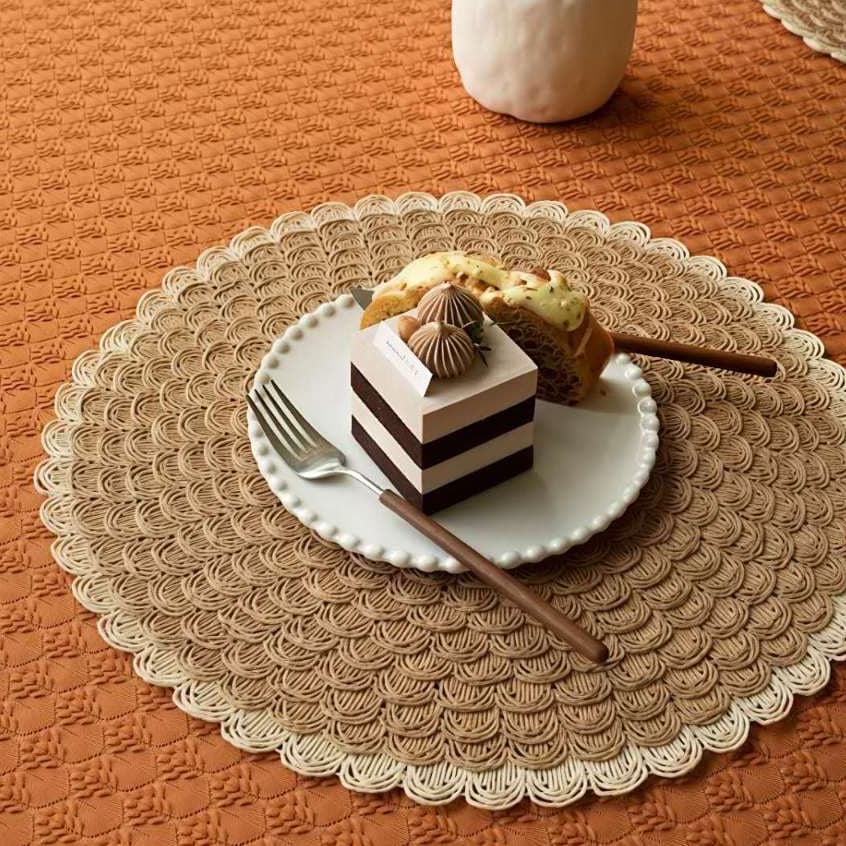 Kit 2 Jogo Americano Redondo Trançado – Kit Sousplat Decorativo para Mesa, Isolante Térmico