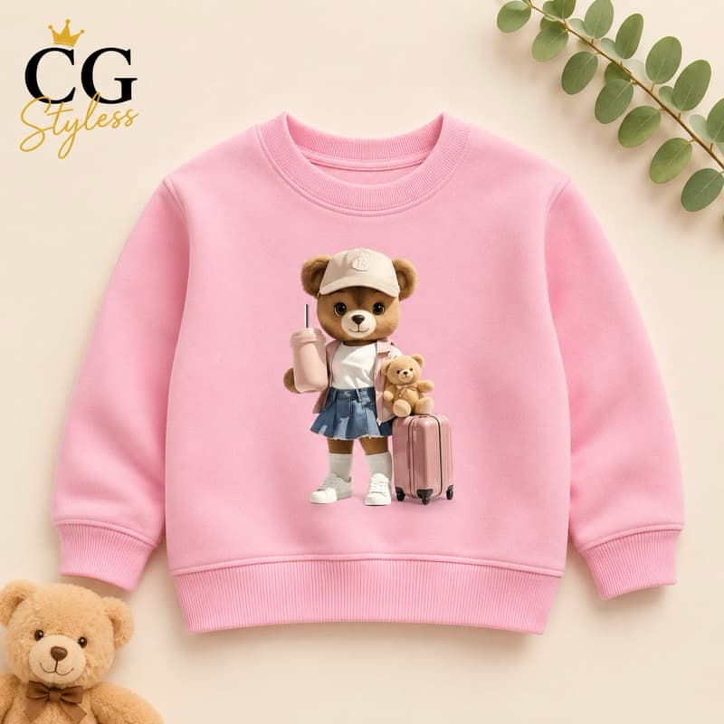 Moletom Gola Careca Infantil Estampa Premium Várias Cores Urso Boné estiloso unissex casual infantil criança