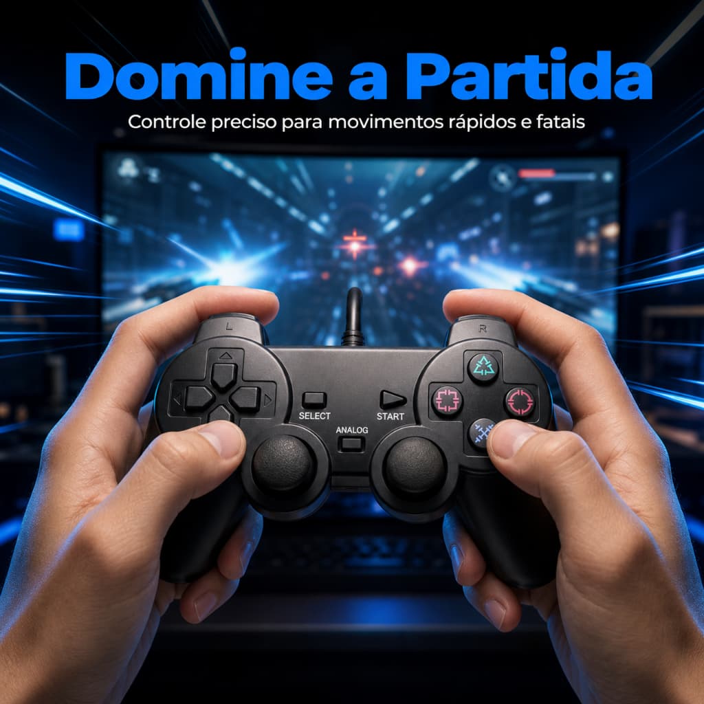 Controle Para PS2 Com Fio Kit 2 Unidades Compativel PS1 PS2 Cabo 1 6 Metros Preto