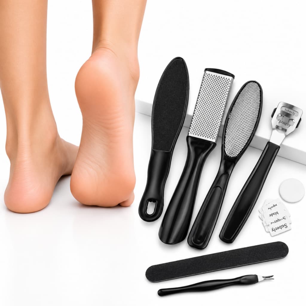 Spa Completo Cuidados Com os Pés Mãos Calcanhar Corta Remove Lixa Calos Calosidades Pele Grossa Morta Ralador Aço Inox