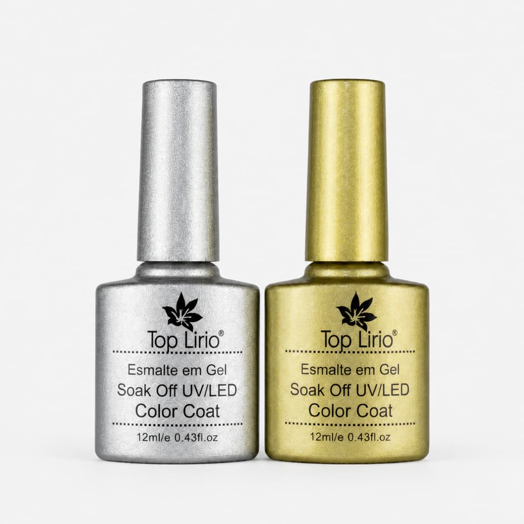 Kit 4 ou 2 Esmaltes em Gel Led Uv Lirio Cintilante  p/ Unhas Manicure 12ml cromado