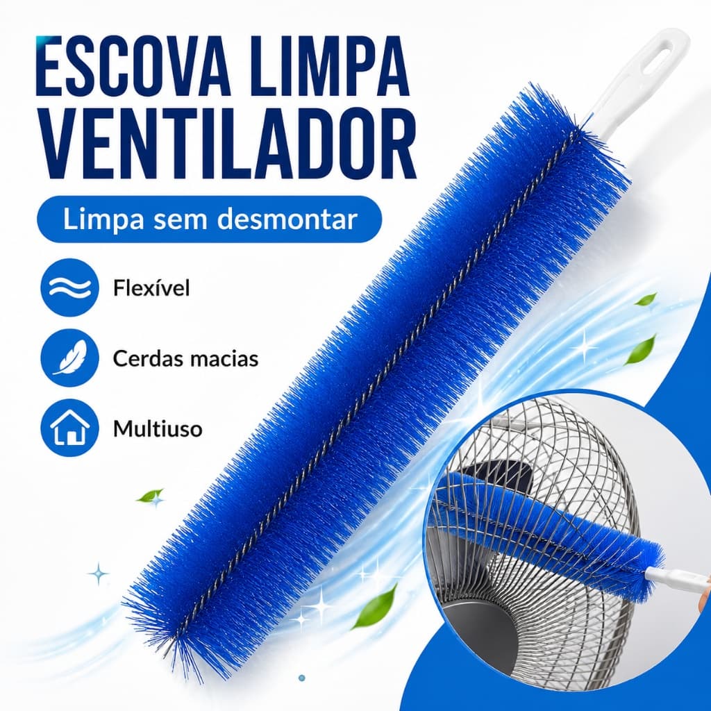 Escova Flexível para Limpeza de Ventilador 50 cm, Espanador de Pó Multiuso para Frestas, Persianas e Ar-Condicionado