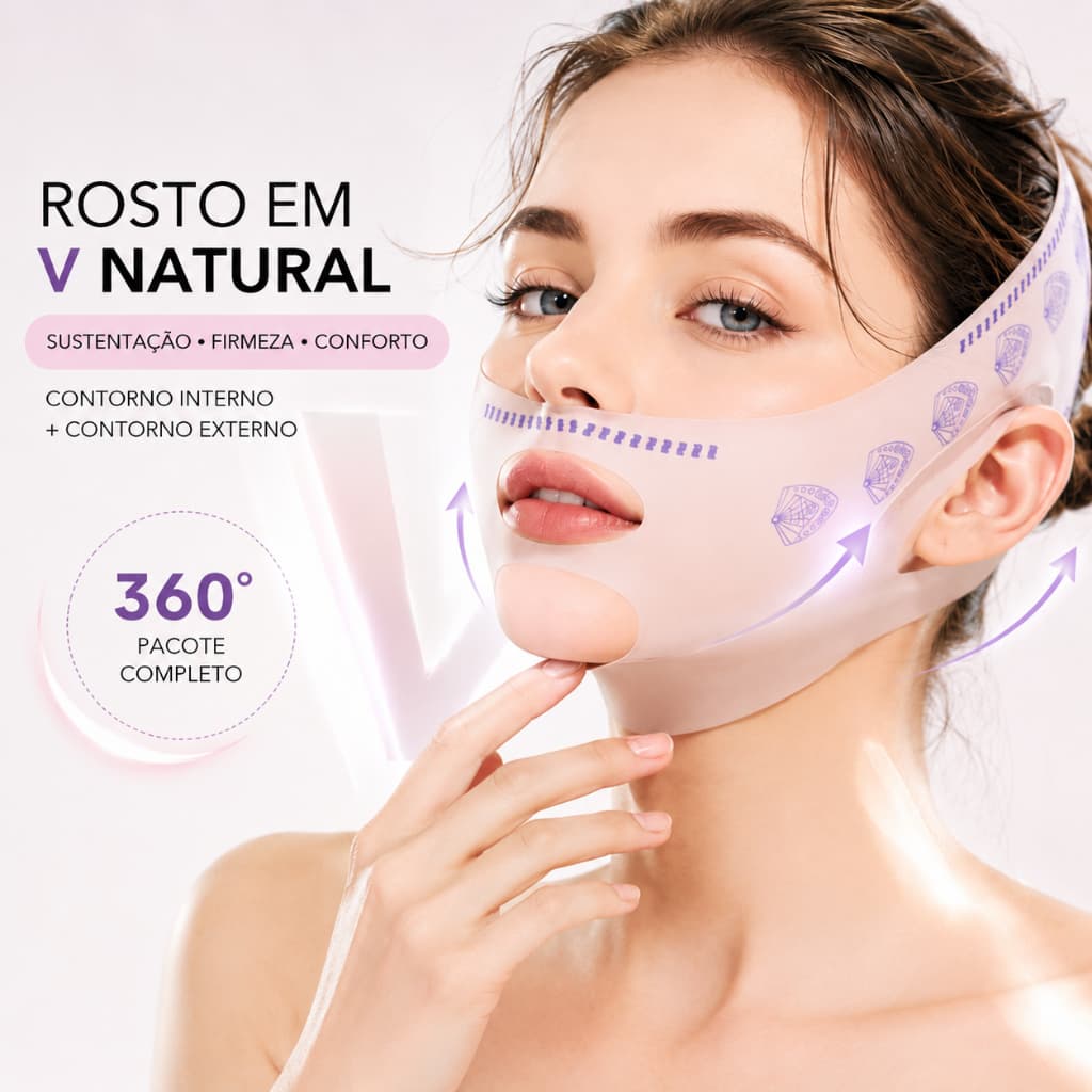 VFace Lifting Facial: Máscara Antirrugas e Firmante! Combate Papadas e Envelhecimento Natural