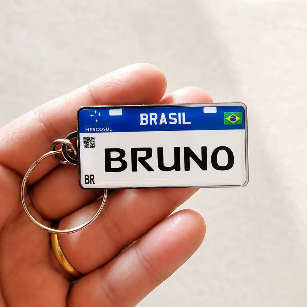Placa Mercosul chaveiro personalizado FRENTE OU FRENTE E VERSO