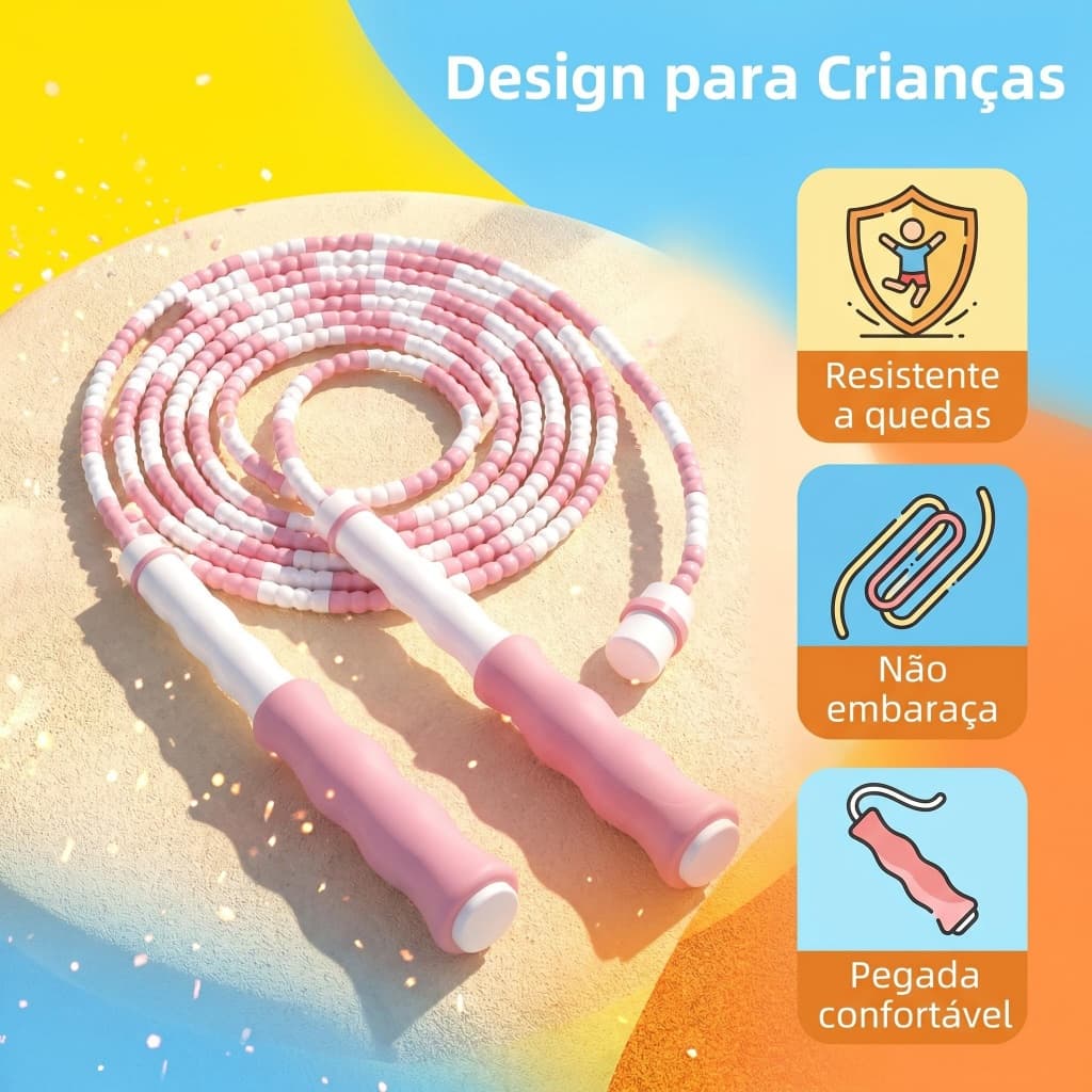 Corda de pular colorida anti-desgaste para crianças