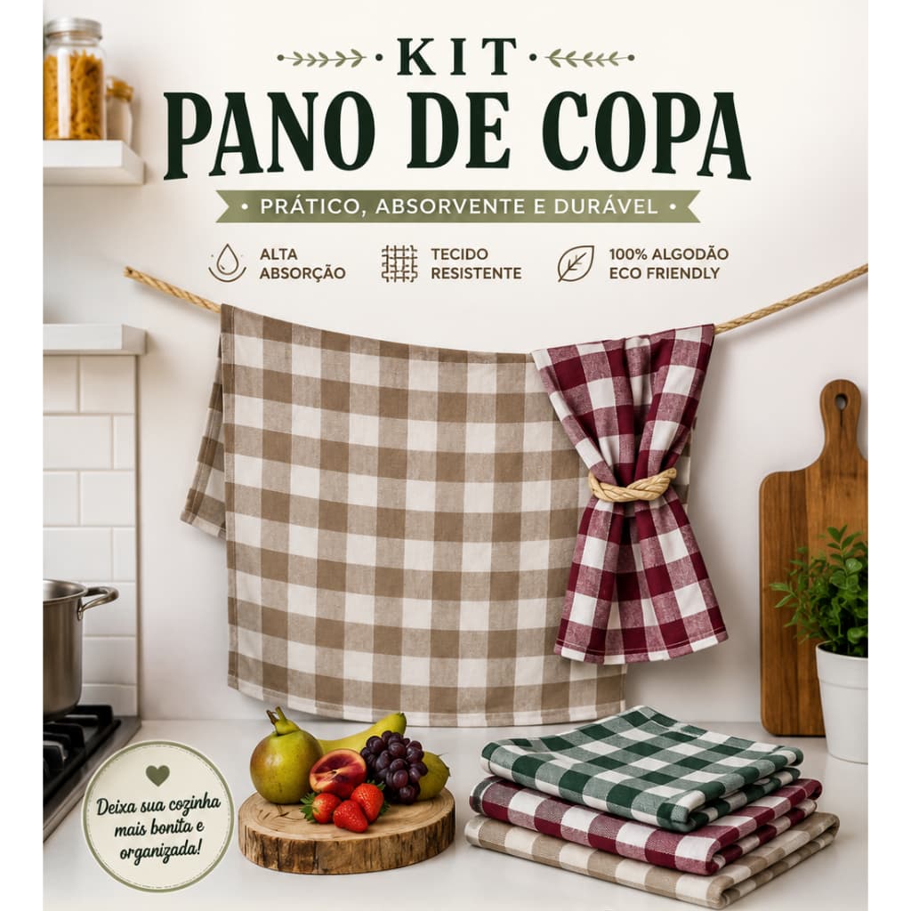 Kit Panos de Prato / Copa kit 5/10/15 unidades 45x71 cm