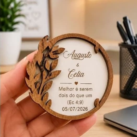 Kit Ímã de Geladeira Personalizado em MDF | Lembrancinha Casamento, Noivado, Aniversário, Batizado e Eventos,