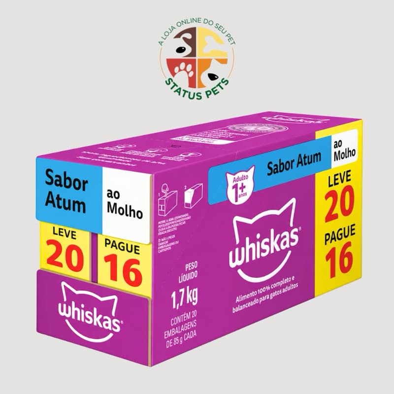 Ração Úmida Sachê Whiskas Sabor ATUM Gatos Adultos 85g