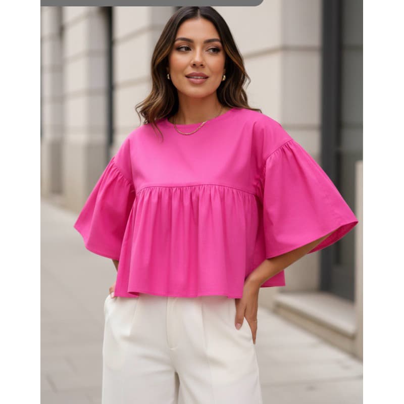 Blusa Feminina Duna Manga babado Soltinha Evangélica Moda Feminina (B BABADO)