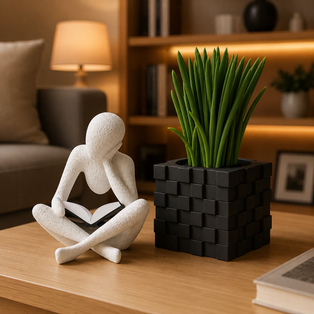 Escultura Decorativa Leitor Moderna Estátua para Sala Escritório Quarto Enfeite Minimalista