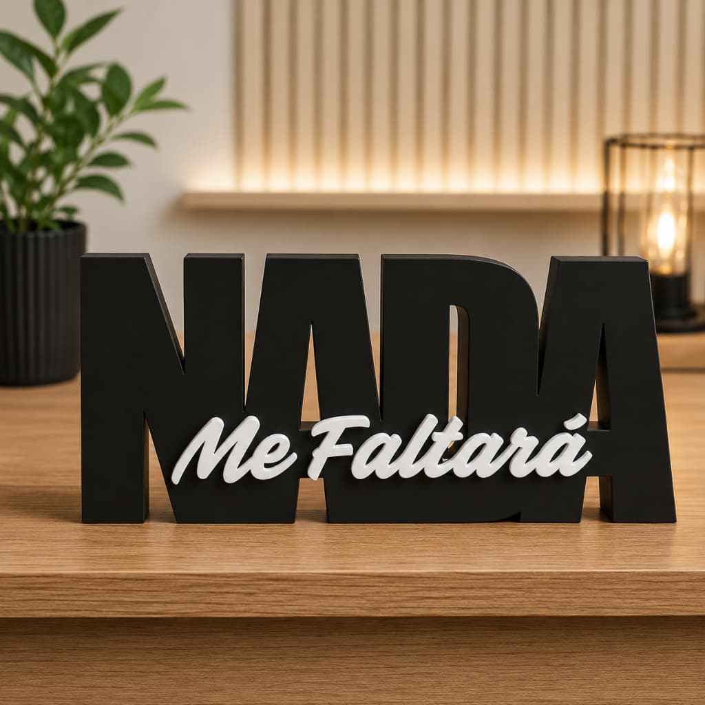 Letreiro Decorativo Nada Me Faltará | Decoração Cristã para Sala, Quarto, Escritório e Presente Religioso