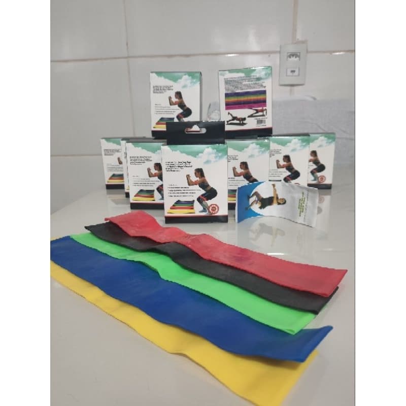 Kit 5 Mini Bands Elásticas de Resistência para Treino, Pilates, Yoga e Academia
