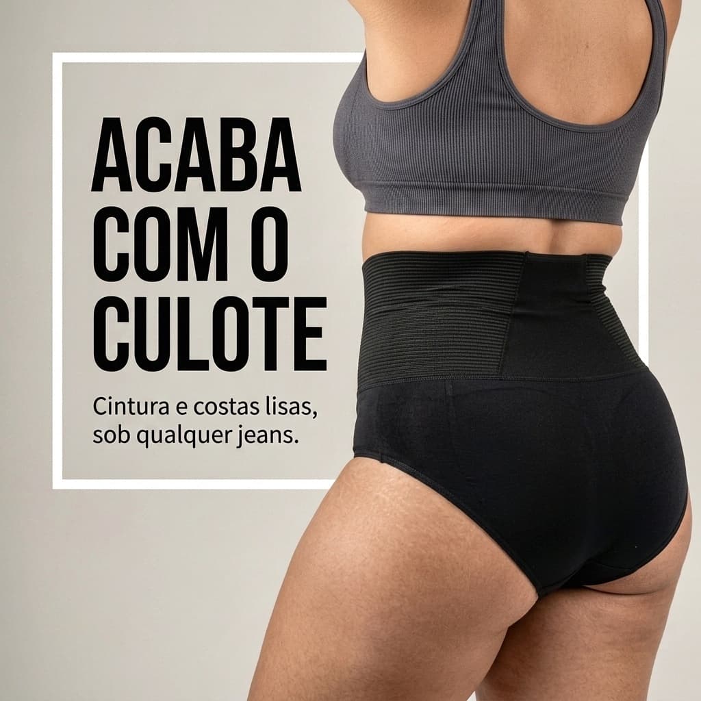 Kit Calcinha Redutora Zero Barriga Modela a Cintura - Lateral de 18cm Kit 1/2/3/4 | J&F