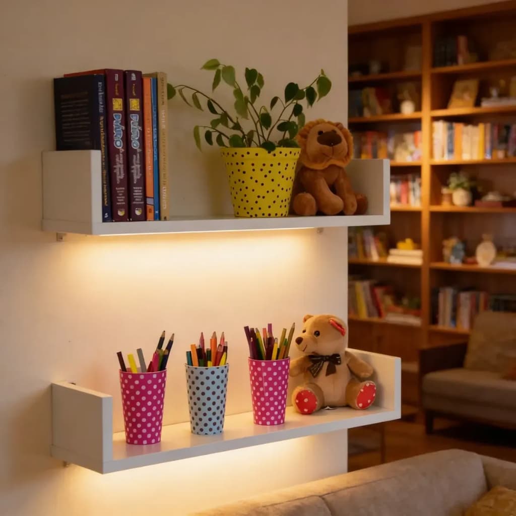 Kit 2 Prateleiras U Mdf Branco Sala Quarto Livros Fotos Mdf Branco 60cm
