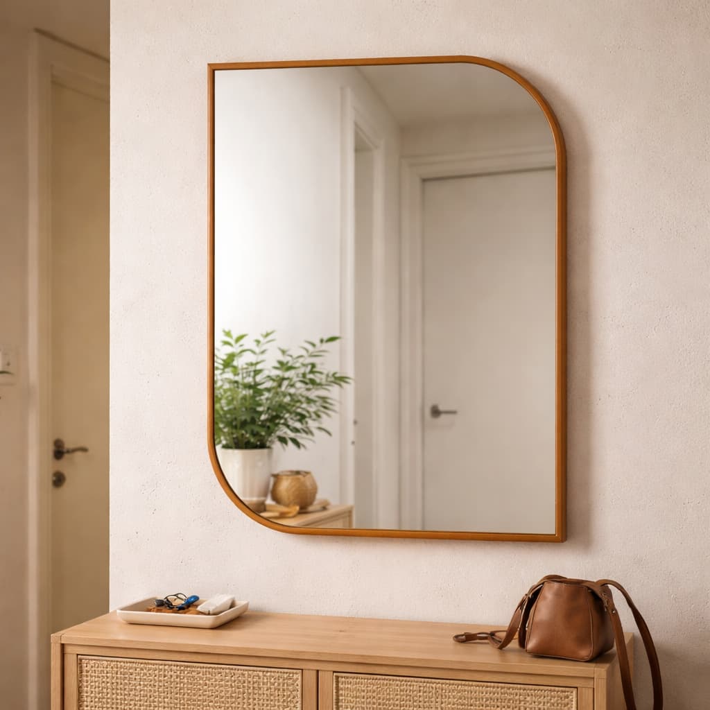 Espelho Retangular Assimétrico 73x53cm Decorativo Para Parede Sala Quarto Banheiro Moderno