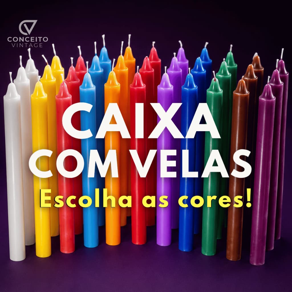 Kit Vela Coloridas Palito Umbanda Caixa 16 x 1,2 cm