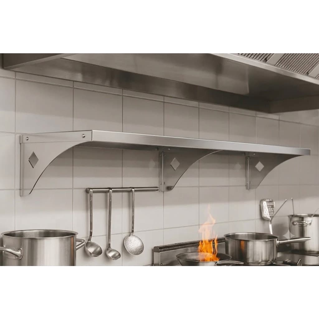 Prateleira Aérea Aço Inox 120cm X 30cm Restaurante Lanchonete