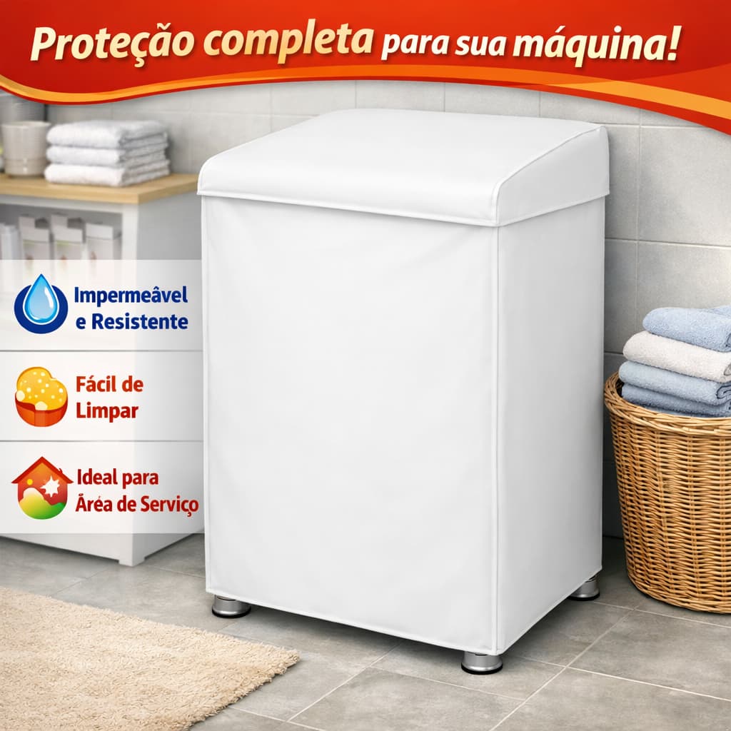 Capa Impermeável Resistente PVC Fácil Instalação Pequeno Branco Máquina Lavar Tampa