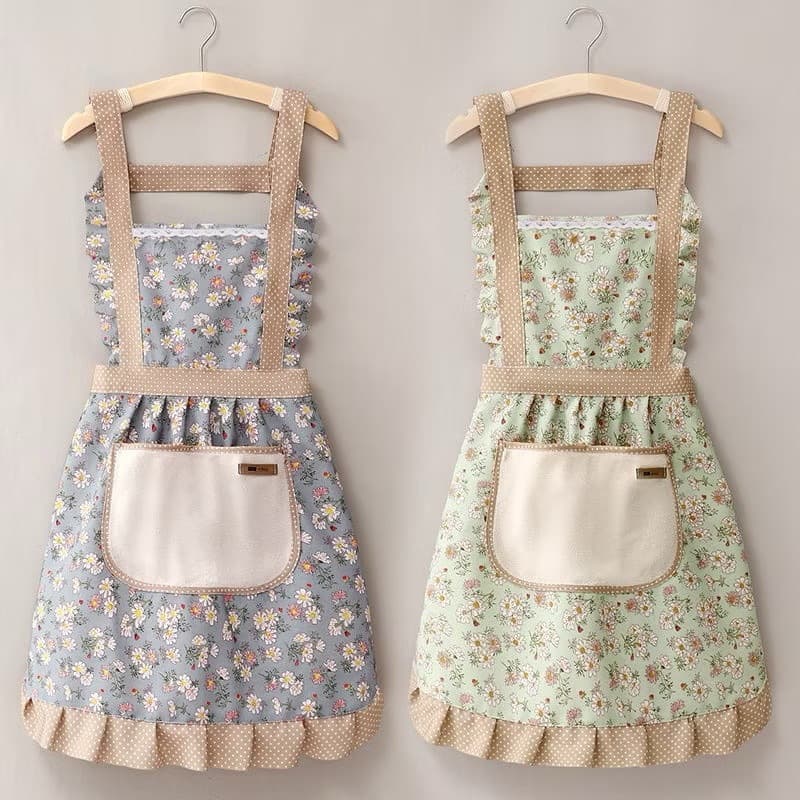 Avental De Princesa Em Renda Floral Com Um Bolso Para Toalhas De Mão À Prova D'água E Resistente Ao Oleo