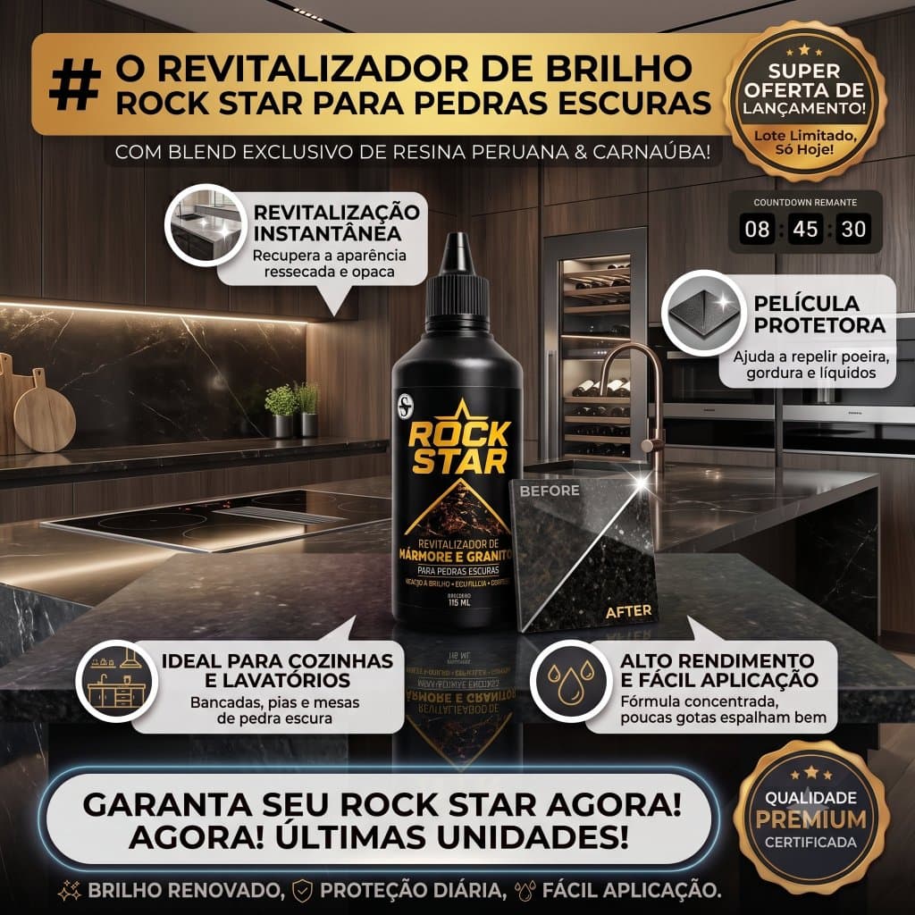 Revitalizador de Mármore e Granito Rock Star 115ml para Pedras Escuras com Brilho e Proteção