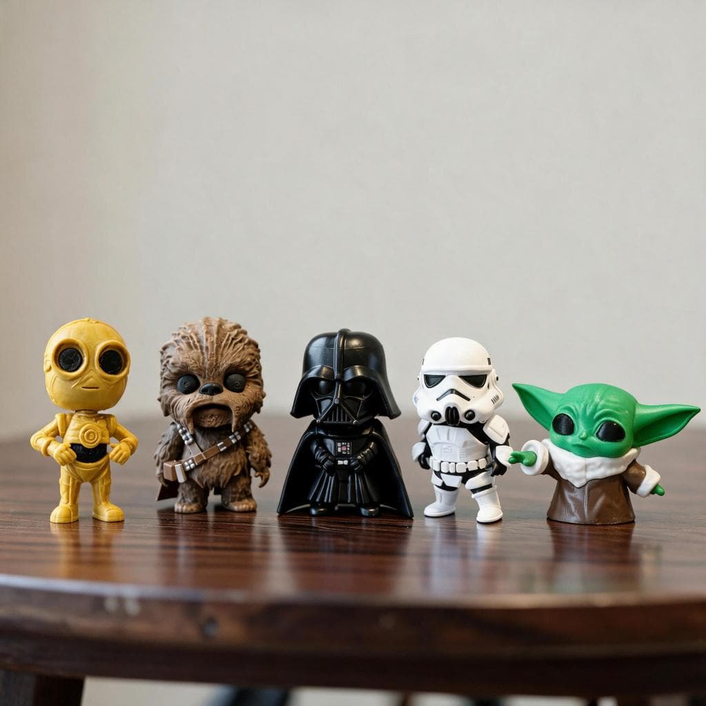 Coleção Boneco Mini StarWars Action Figures Chibi 8CM Darth Vader Grogu C3PO StormTrooper ChewBacca Decora