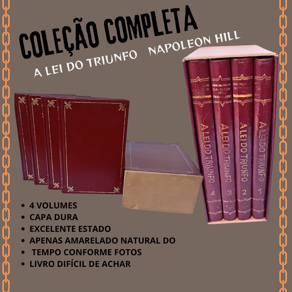Coleção A Lei Triunfo Napoleon Hill | 4 V Capa Dura | 5ª Edição 1980 | Usado Conservado | Sem Manchas