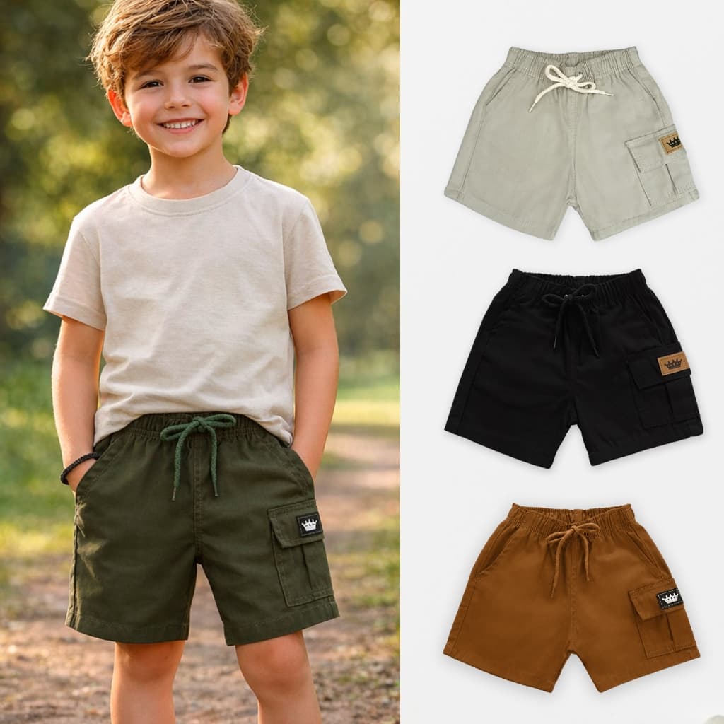 Bermuda Cargo Infantil Juvenil Short Estilo Mauricinho Brim Meninos Premium 02 ao 16