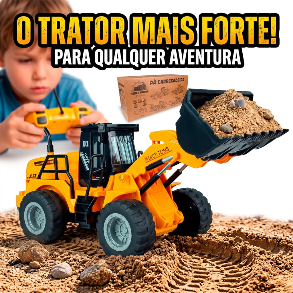 Carrinho Trator Retroescavadeira Controle Remoto Infantil Brinquedos De Menino Criança