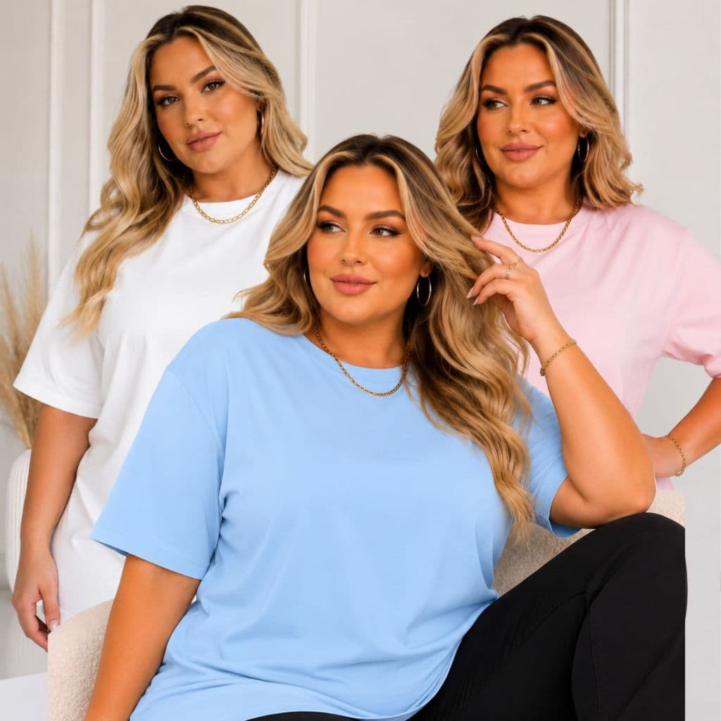 Kit 3 Camisetas Femininas Plus Size 100% Algodão