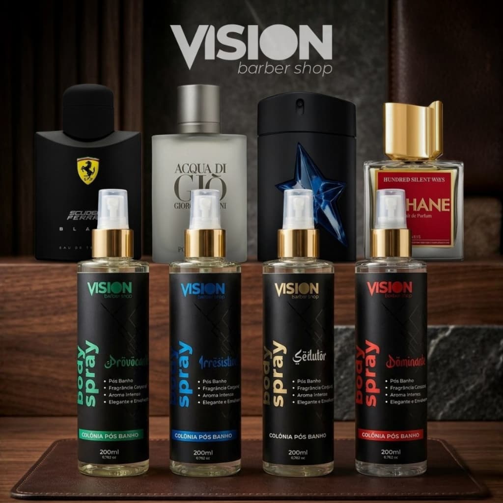 Body Splash Masculino Vision 200ml 4 Fragrâncias Body Spray Colônia Pós Banho Envio Imediato