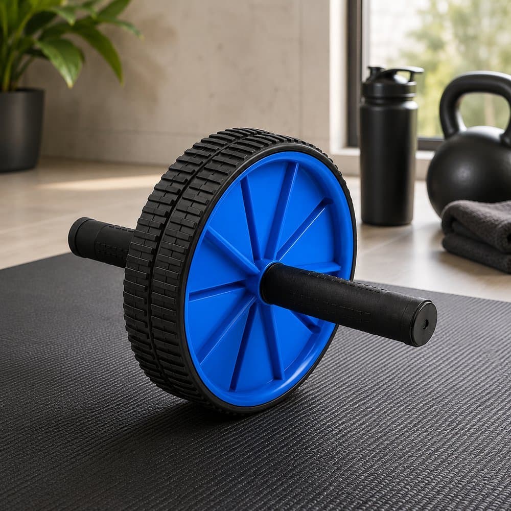Roda abdominal rolo antiderrapante dupla exercícios treino fitness academia pilates