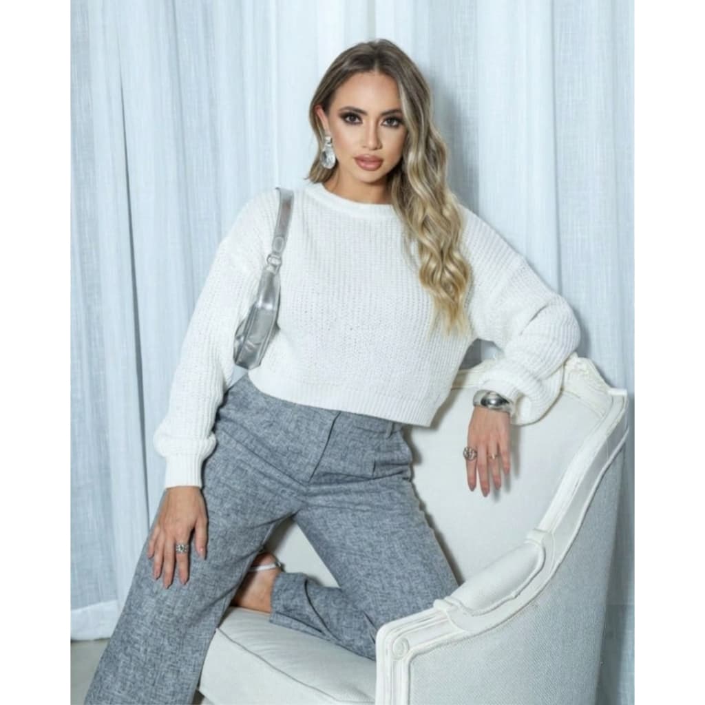 Cropped Tricot Mousseline Manga Bufante