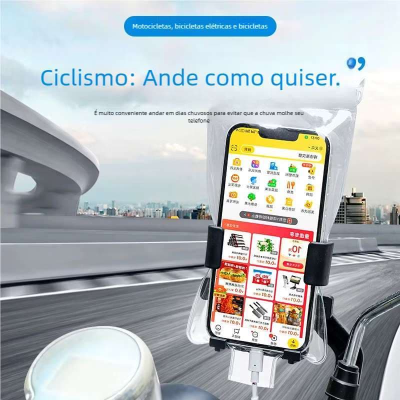 Bolsa Protetora De Celular Prova D'água Impermeável Para Moto Bike Com Furo de Carregamento ZFD21