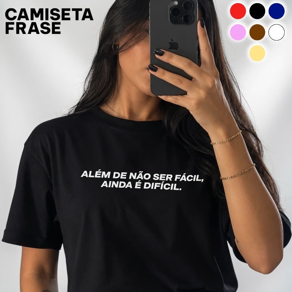 Camiseta Feminina Oversized Várias Frases Engraçadas Algodão