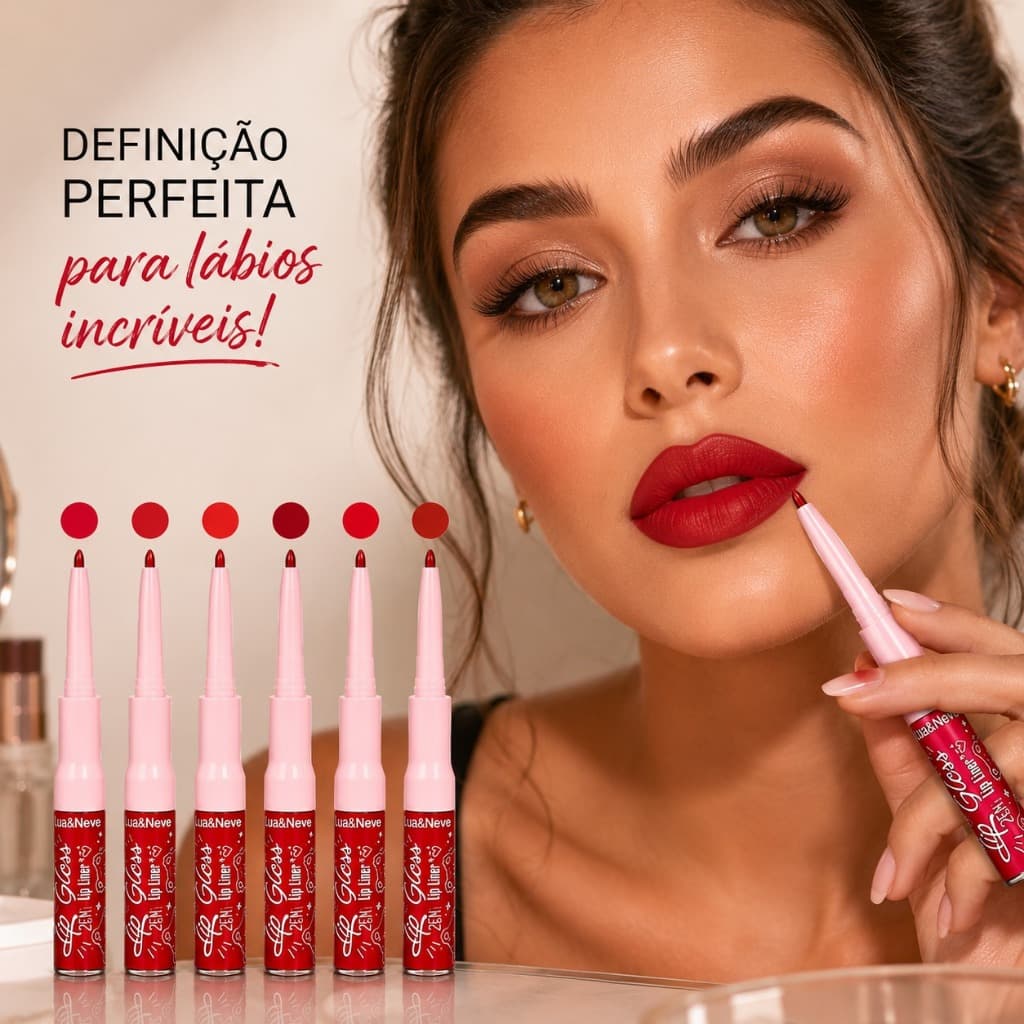 Lua & Neve Lápis e Gloss Labial 2 em 1 Retrátil Alta Pigmentação Longa Duração Cores 01 ao 06 Envio Rápido Promoção