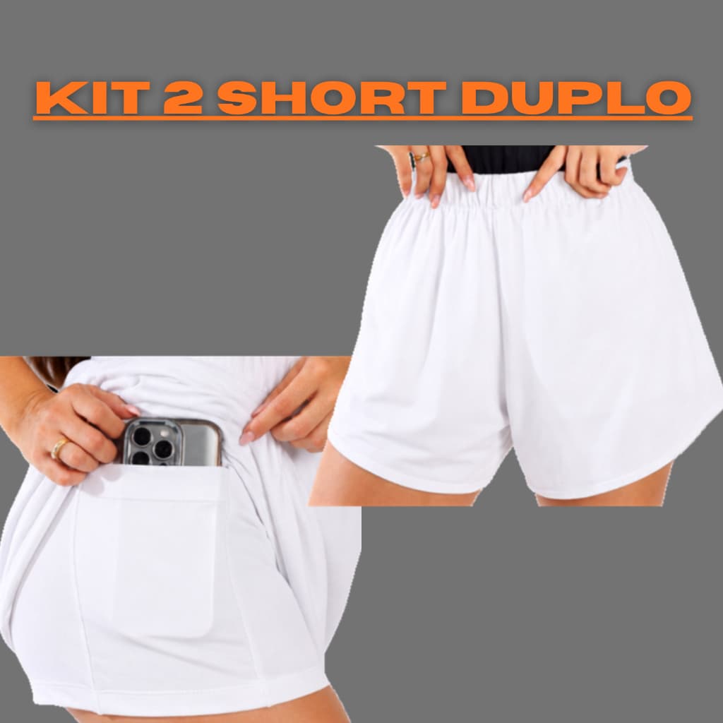 Kit 2 Shorts Duplo 2 em 1 com Camada de Compressão Feminino - Conforto quem pratica Esportes