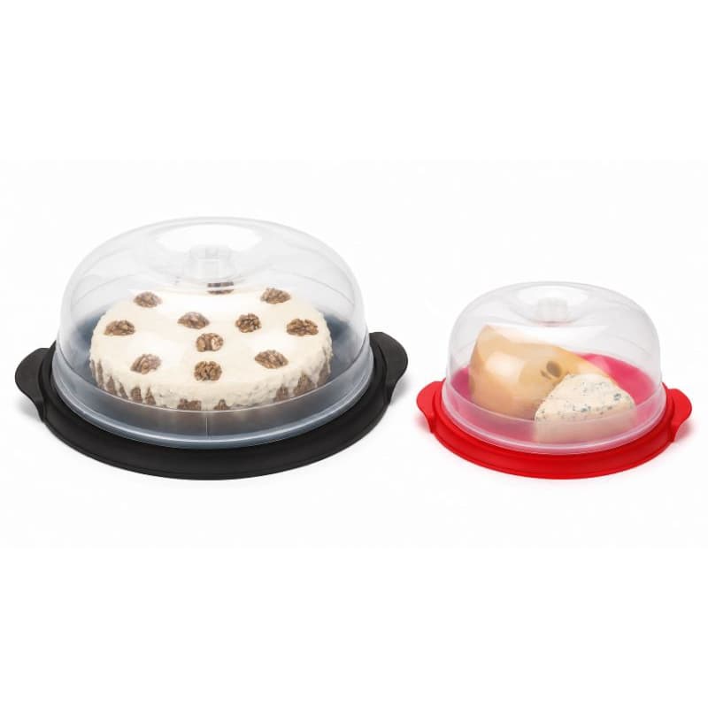 Kit Boleira + Queijeira Porta Bolo Pudim com Tampa em Plástico Resistente e Prático para Cozinha