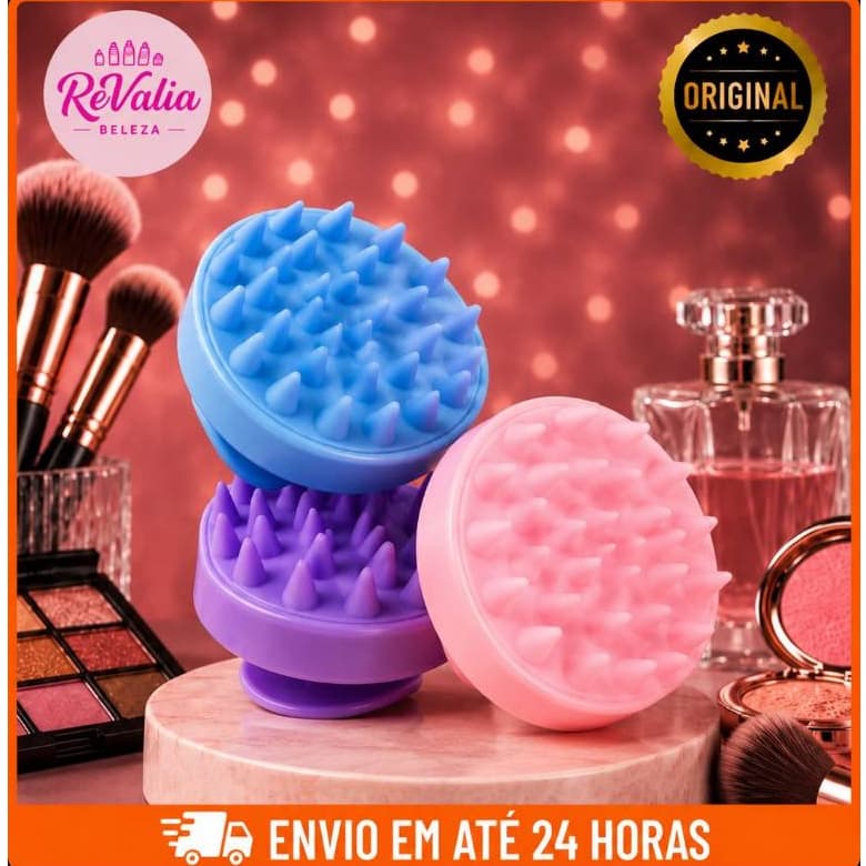 Escova Massageadora Couro Cabeludo Silicone Macia Limpeza Capilar Shampoo
