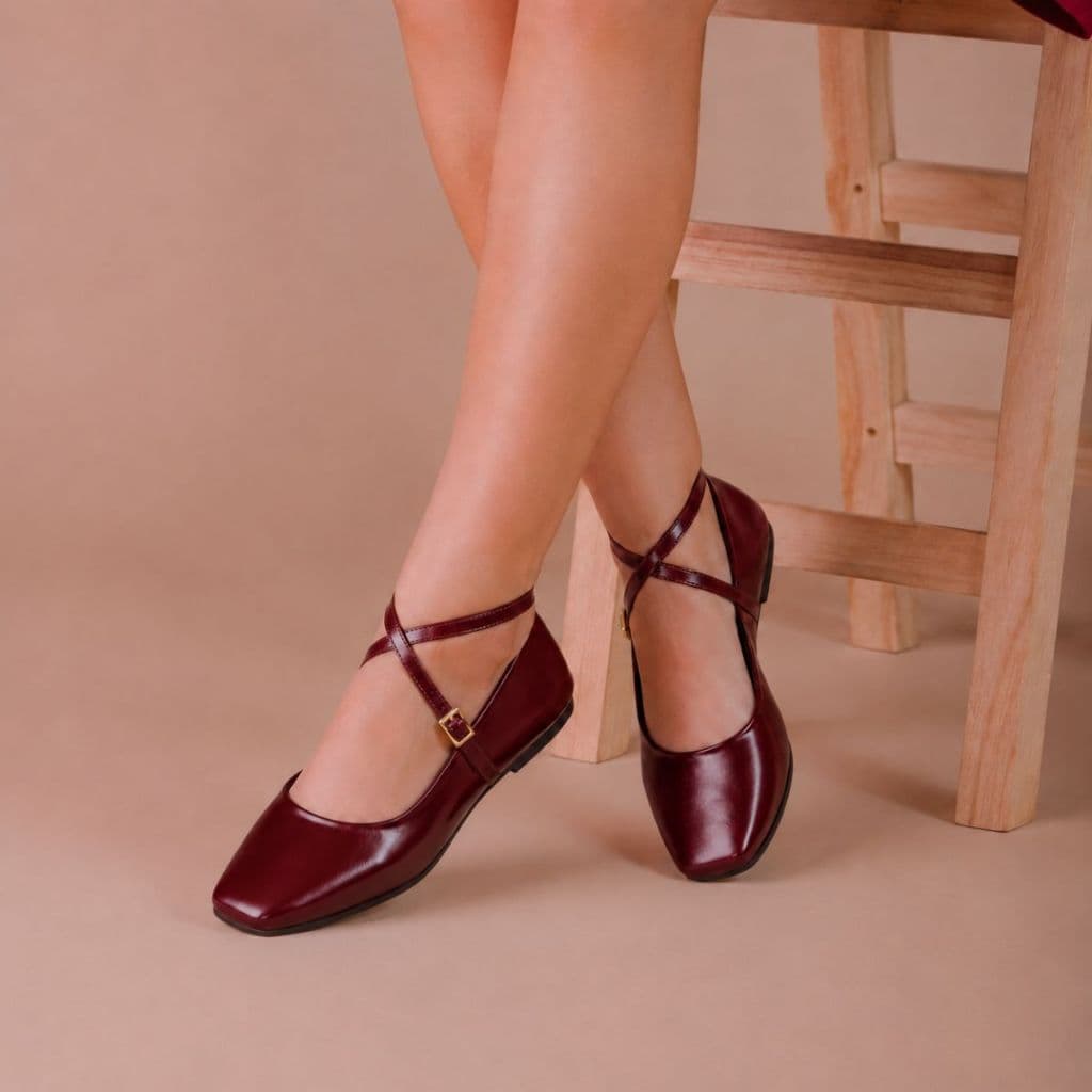 Sapatilha Feminina Bailarina Bico Quadrado Boneca Sapatilhas Confortável Leve Macio Moda Casual Moderna Rasteira