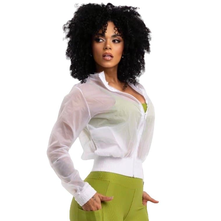 Jaqueta Fitness Transparente Feminina Ultra Leve Estilo Trackfield