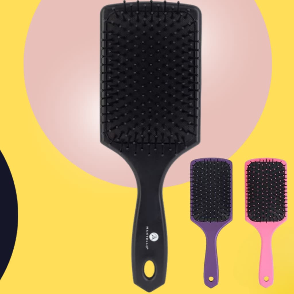 Escova Raquete Quadrada Almofadada Com Bolinha de Silicone