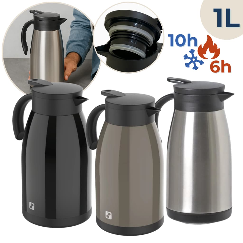 Garrafa Bule Térmica Para Café Chá 1 Litro Aço Inox Elegance Soprano