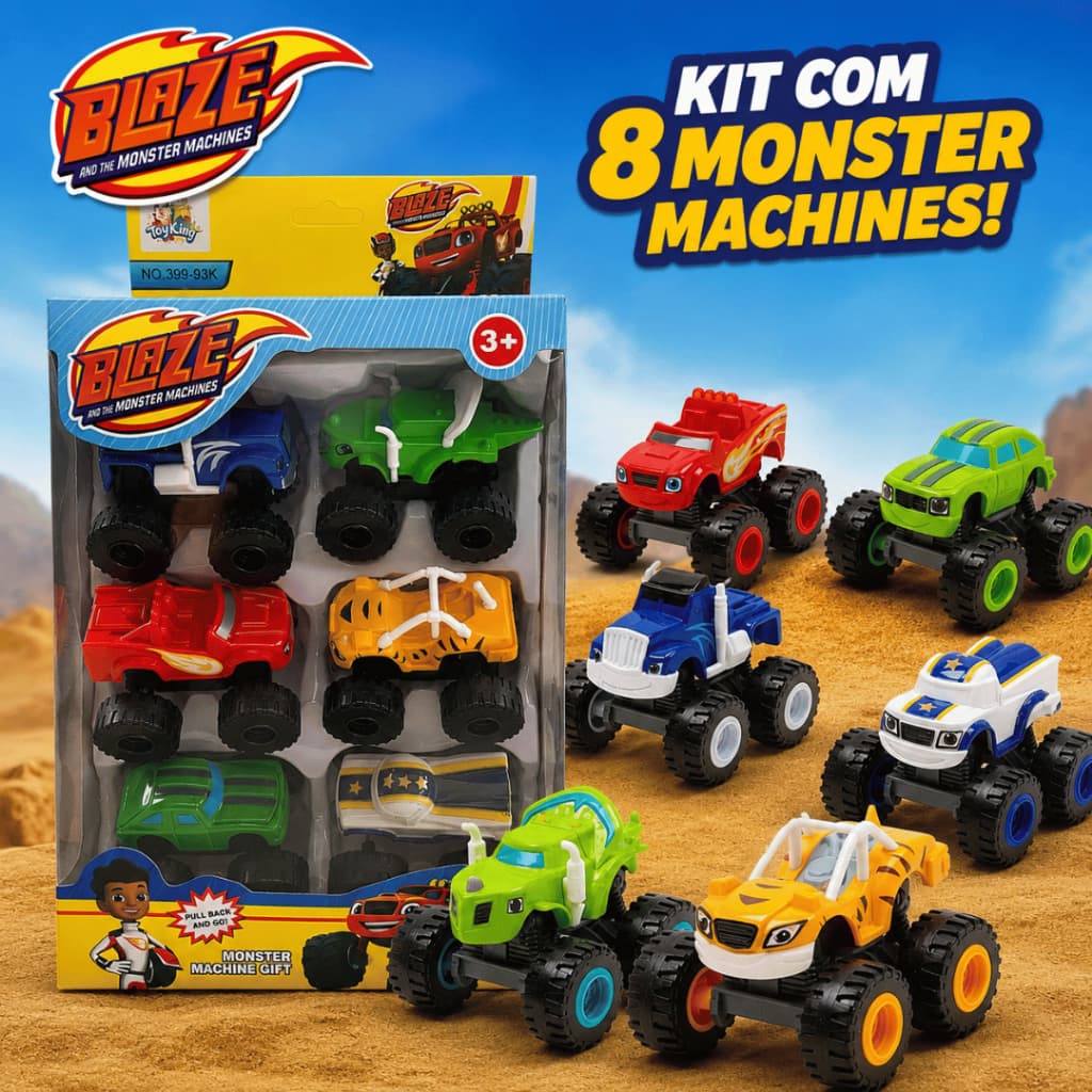 Kit Com 6 Carrinhos Blaze Monster Machine