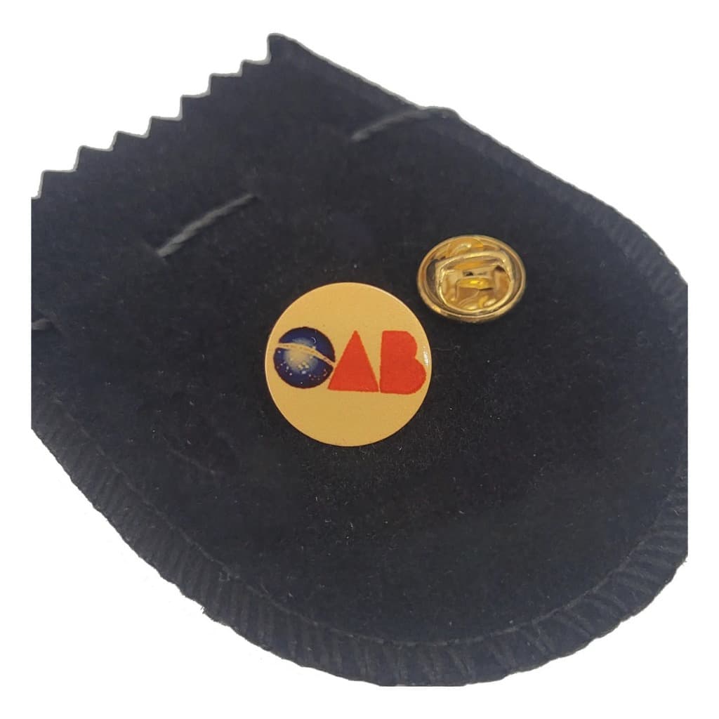 Pin Botton Broche Folheado Ouro, OAB Colorido Fotogravação