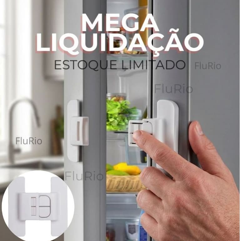 Kit 2 trava de Geladeira ou1 trava Gaveta Multiuso Adesiva Protetor Infantíl Fechadura Porta Armário