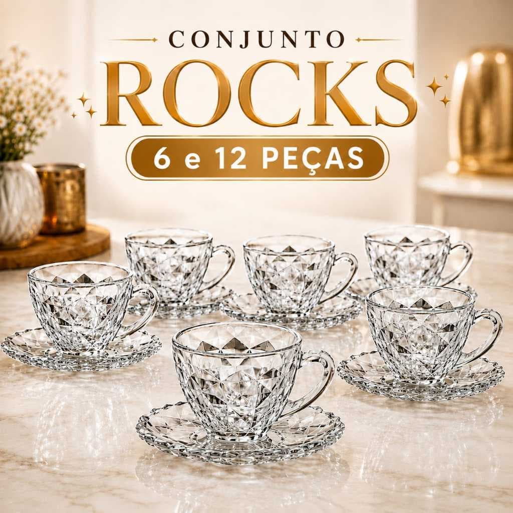 Jogo de Xicaras 6 ou 12 Peças de Vidro 220ml Moderna Para Cozinha e Café Chá Perola Resistente