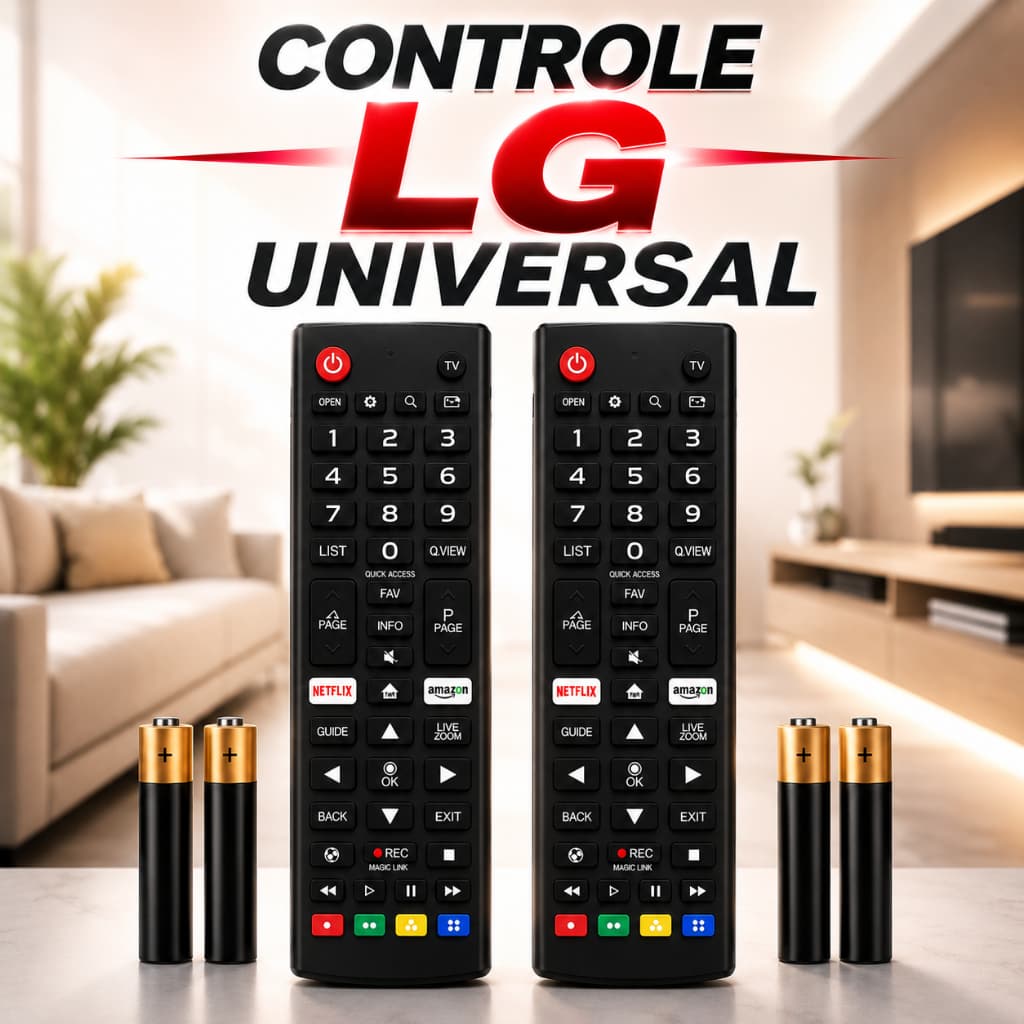 Controle Remoto Universal Compatível com TV LG Smart LED LCD HD 4K Pronto para Usar com 2 Pilhas