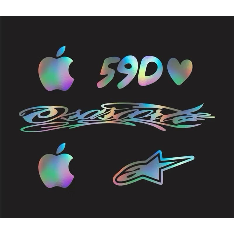 Kit 5 Adesivos Holográficos Osascorte Maçã 59D Decorativo Moto