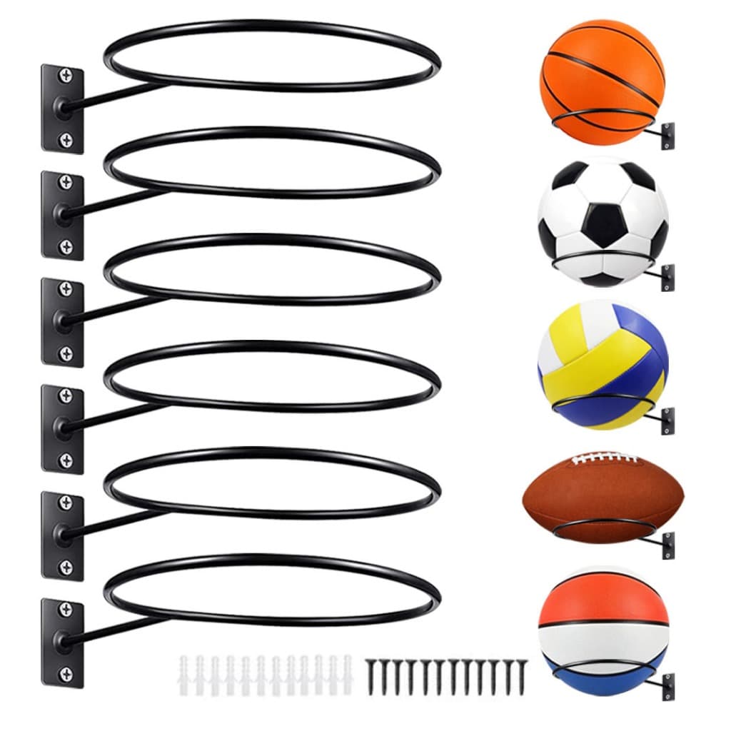 6 suportes de parede adequados para guardar bolas de futebol, bolas de basquete, perucas e vasos de flores.