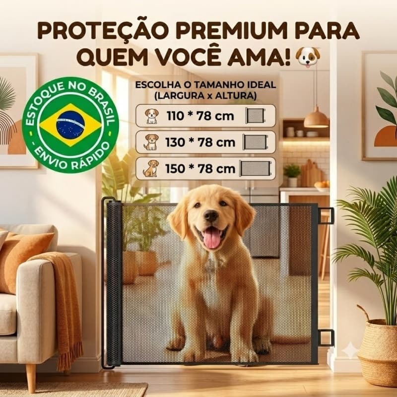 Portão De Segurança Pet Cerca Retrátil Para Cachorro E Gato Proteção Casa Ajustável - PRONTA ENTREGA